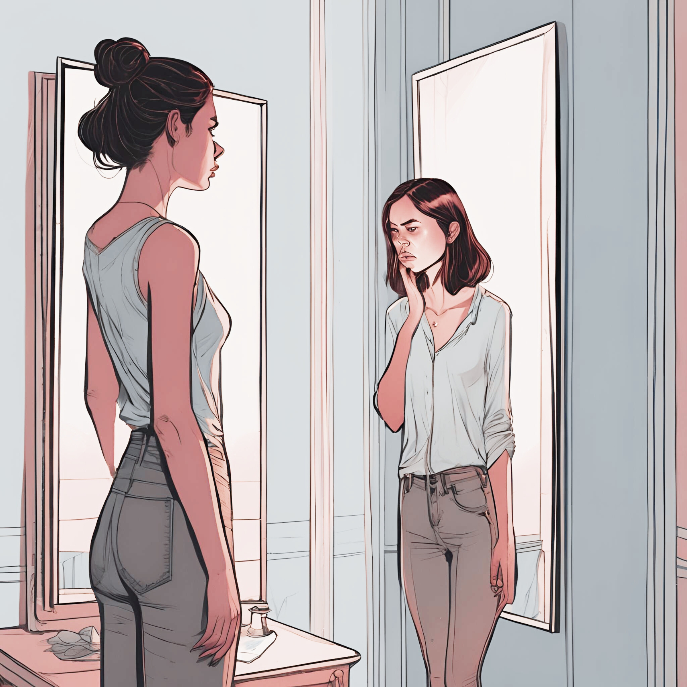 Visual representation of the inner critic—conceptual image symbolizing self-doubt, negative self-talk, and the impact on mental health, addressed through counselling and psychotherapy in Toronto.