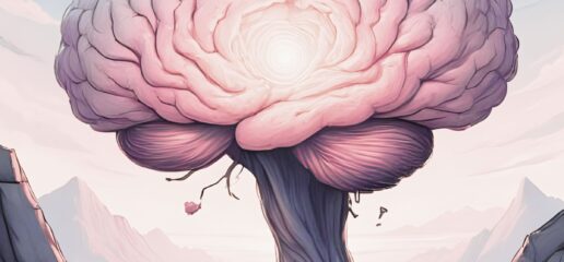 Illustration of a brain forming the top of a tree, symbolizing Deep Brain Reorienting therapy and the connection between brain-based trauma healing, growth, and psychotherapy.