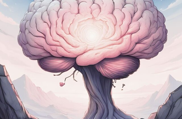 Illustration of a brain forming the top of a tree, symbolizing Deep Brain Reorienting therapy and the connection between brain-based trauma healing, growth, and psychotherapy.