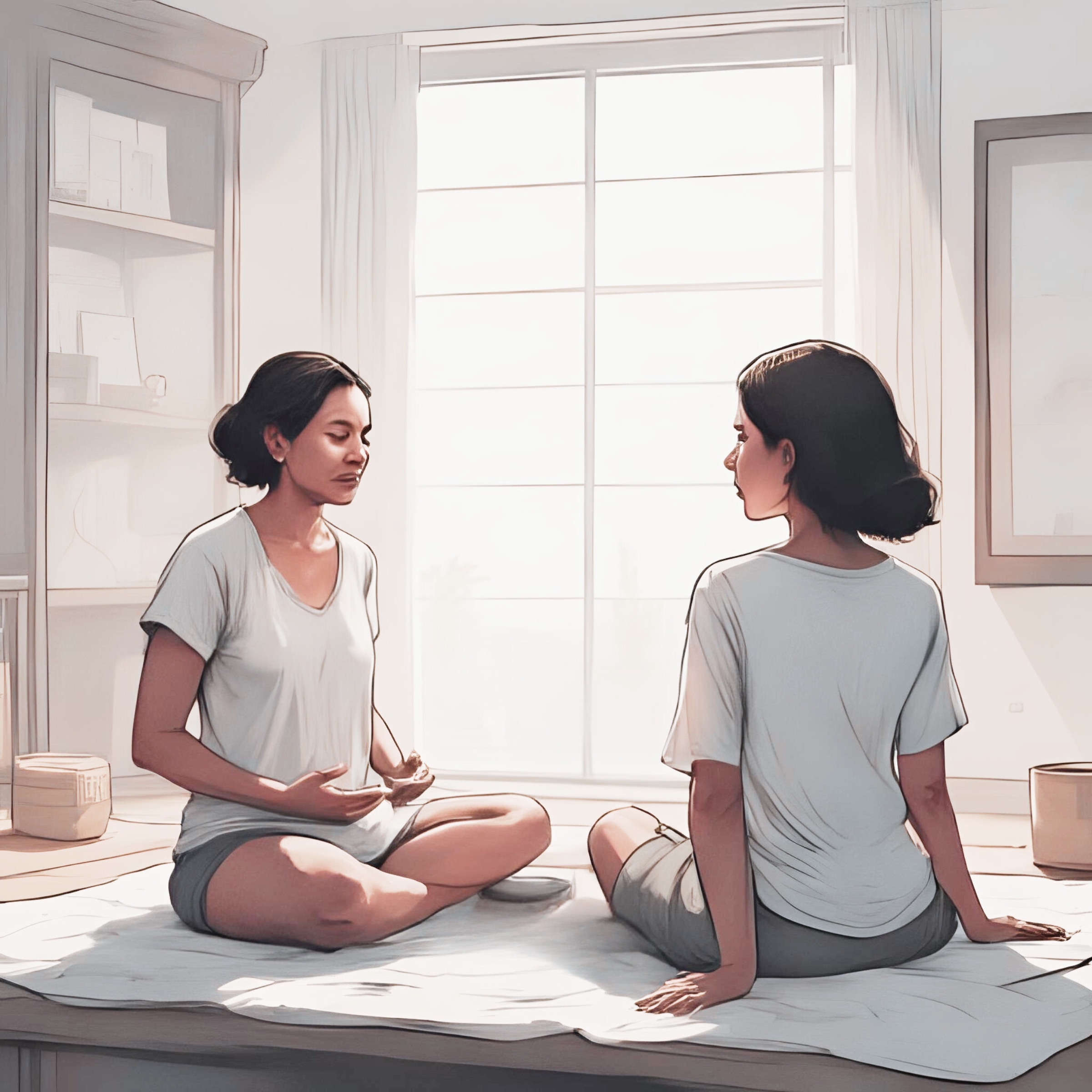 Image of a client and therapist engaged in somatic psychotherapy