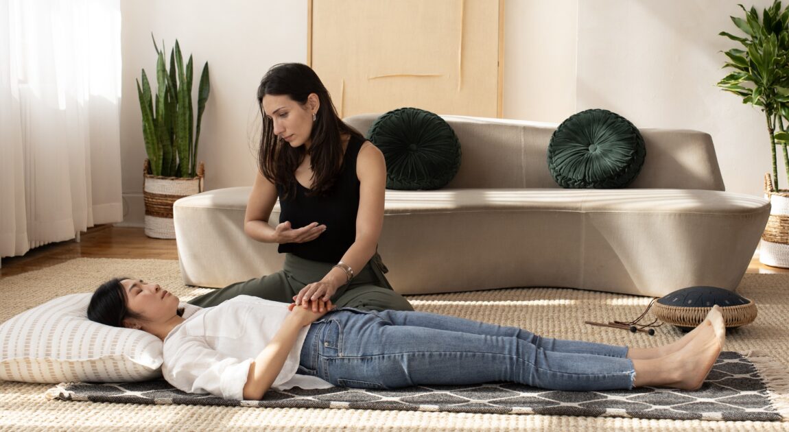 trauma informed psychotherapist providing breathwork in vaughan to a client looking for nervous system regulation using breathing techniques